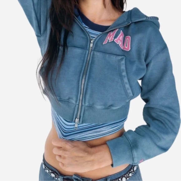 MAD HAPPY CROPPED HOODIE SMALL - Picture 2 of 8